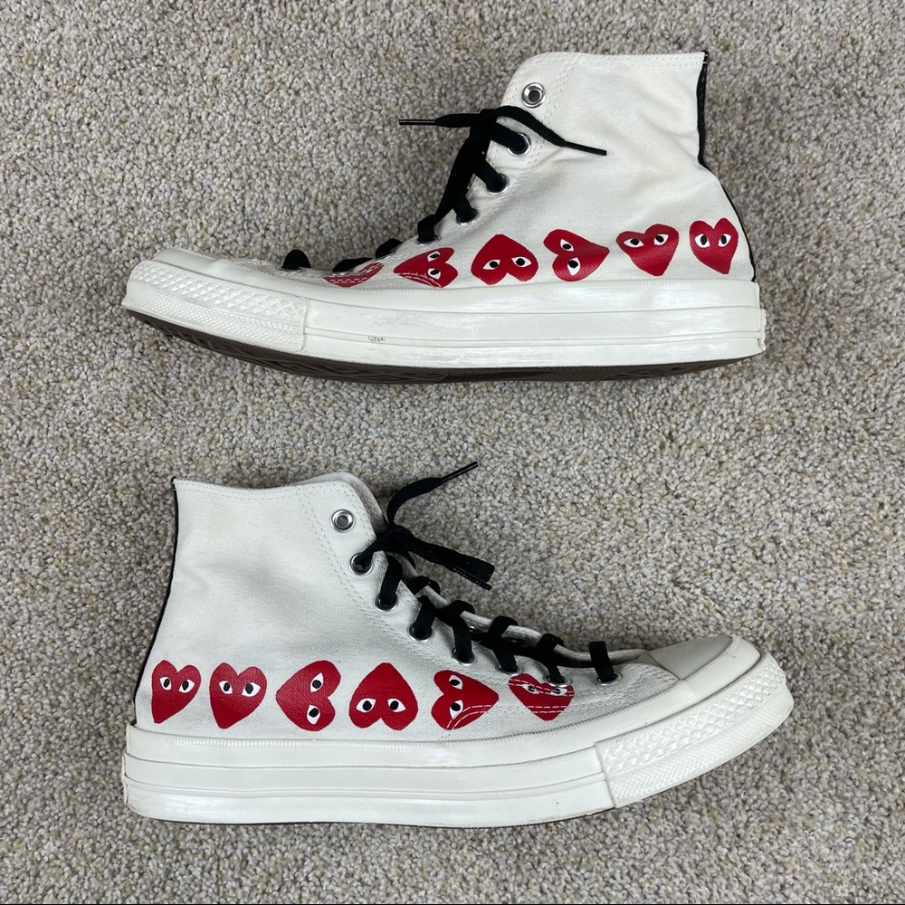 CDG heart chuck Taylor white converse shoes high